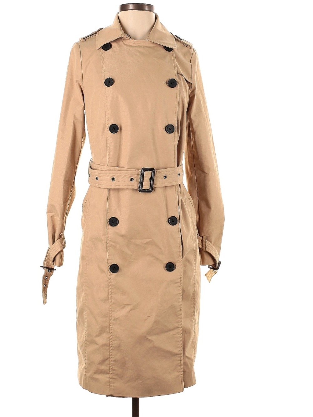Universal Thread Khaki Double-Breasted Belted Trench Coat